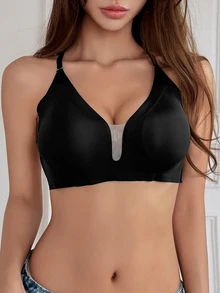 DAZY Halter Neck Backless Padded Push-Up Bra For Women Fall - Black - View 5