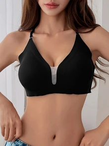 DAZY Halter Neck Backless Padded Push-Up Bra For Women Fall - Black - View 2