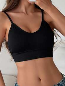 DAZY Solid Color Seamless Women's Bra, No Wire, Comfortable Back, Slight Push-Up, Women's Lingerie Fall - Black - View 5