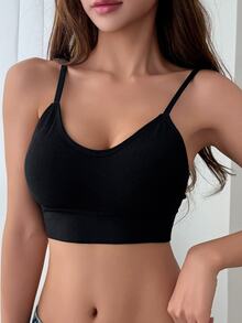 DAZY Solid Color Seamless Women's Bra, No Wire, Comfortable Back, Slight Push-Up, Women's Lingerie Fall - Black - View 8