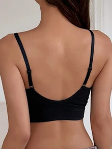 DAZY Solid Color Seamless Women's Bra, No Wire, Comfortable Back, Slight Push-Up, Women's Lingerie Fall - Black - View 2