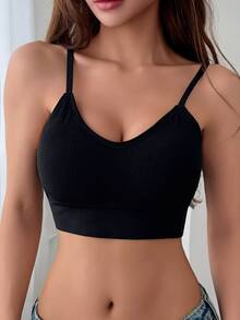 DAZY Solid Color Seamless Women's Bra, No Wire, Comfortable Back, Slight Push-Up, Women's Lingerie Fall - Black - View 7