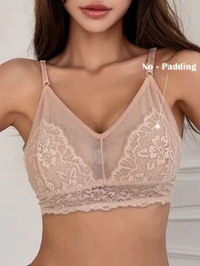 DAZY Women's Elegant Lace Contrast Mesh Bra Fall - Multicolor - View 3