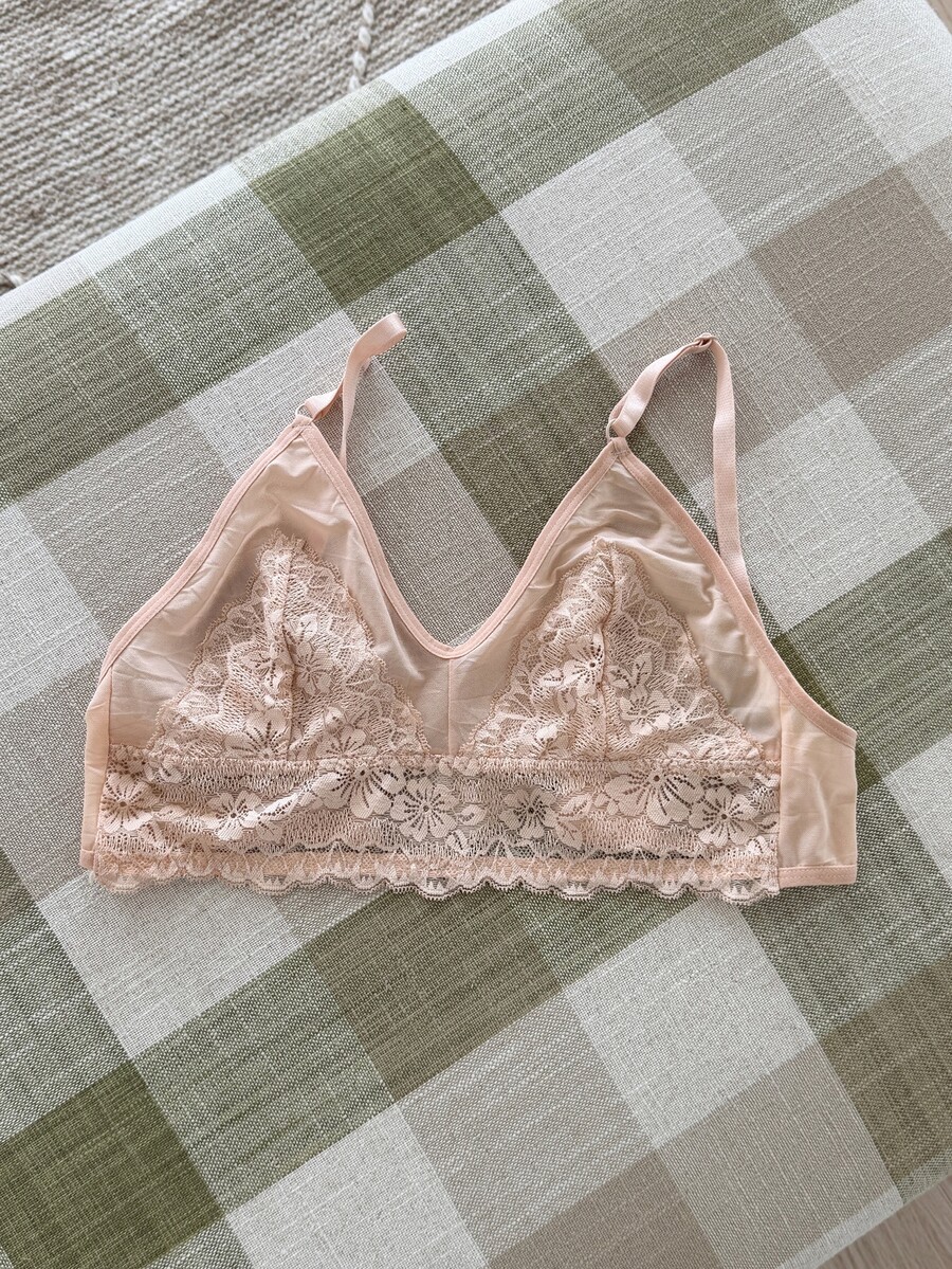 DAZY Women's Elegant Lace Contrast Mesh Bra Fall - Multicolor - View 1