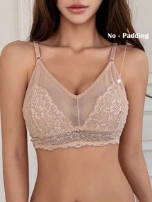 DAZY Women's Elegant Lace Contrast Mesh Bra Fall - Multicolor - View 11