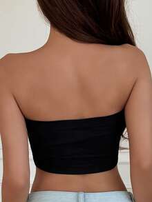 DAZY Women's Solid Color Casual Daily Strapless Bra Fall - Black - View 2