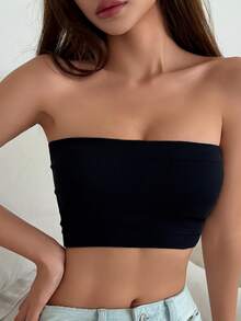 DAZY Women's Solid Color Casual Daily Strapless Bra Fall - Black - View 8