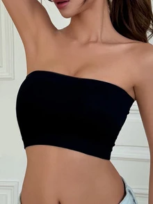 DAZY Women's Solid Color Casual Daily Strapless Bra Fall - Black - View 10