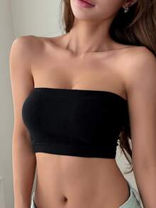 DAZY Women's Solid Color Casual Daily Strapless Bra Fall - Black - View 7