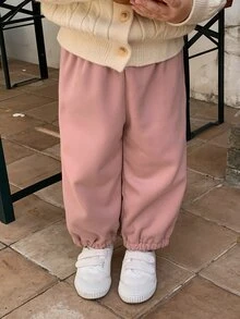 DAZY Baby Girl Loose Thermal Lined Casual Bottoms Fall - Pink - View 3