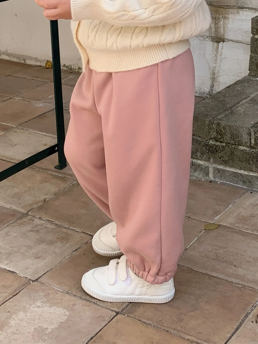 DAZY Baby Girl Loose Thermal Lined Casual Bottoms Fall - Pink - View 1