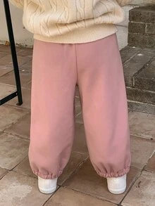 DAZY Baby Girl Loose Thermal Lined Casual Bottoms Fall - Pink - View 2