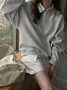 DAZY Women's Colorblock Casual Daily Long Sleeve Sweatshirt Fall - Grey - View 2