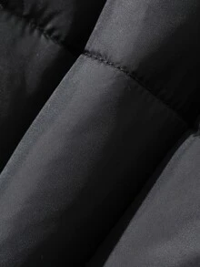 DAZY Solid Color Fitted Waist Long Sleeve Hooded Fur Collar Elegant Autumn/Winter Women's Padded Coat Jacket Y2k - Black - View 8