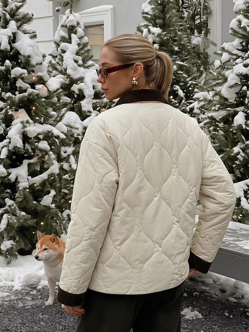 Women's Lapel Long Sleeve Padded Coat Fall Jacket