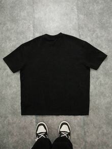 Teen Boy Casual Minimalist Short Sleeve Crew Neck T-Shirt, Classic Handsome Character Silhouette Graphic Print, Classic Streetwear Graphic Print, Suitable For Autumn/Winter, Suitable For Y2K - Multicolor - View 3