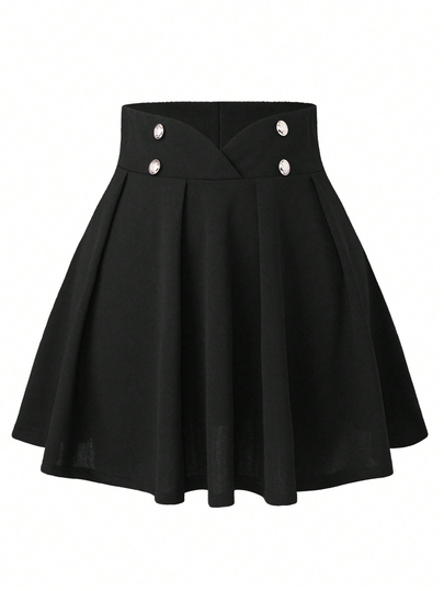 SHEIN Unity Rok Ukuran Plus Tombol Ganda Plain Anggun