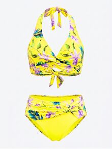 Swim Lushoire 女款泳衣套裝，隨機印花 - 黃色 - 查看 3