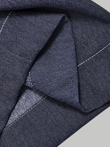 SHEIN MOD Plus Size Navy Blue Contrast Waist Asymmetrical Design Suit Pants, Elegant Casual Loose Fit Commuter Office Formal Trousers, Young Lady, Fall - Navy Blue - View 5