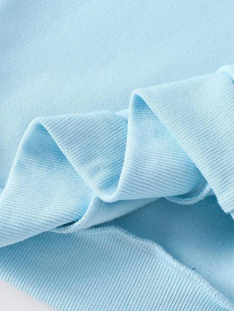 Tween Girls Casual Korean Style Patchwork White Lace Embroidered Collar Gathered Flare Lace Cuff Sweatshirt Autumn Fall - Baby Blue - View 8