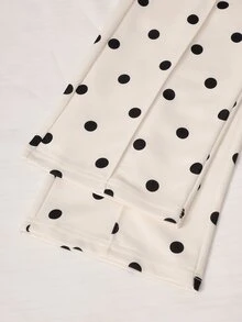 Tween Girls 2-Piece Set Polo Pullzipper Wide Leg Sweatpants Polka Dots, Casual, Minimalist, Loose, Knit, Back To School, Vintage, Fall Clothes, Fall - Multicolor - View 8