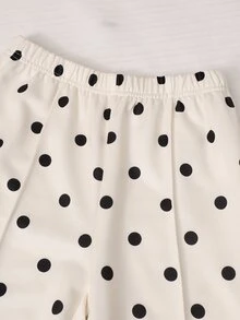 Tween Girls 2-Piece Set Polo Pullzipper Wide Leg Sweatpants Polka Dots, Casual, Minimalist, Loose, Knit, Back To School, Vintage, Fall Clothes, Fall - Multicolor - View 7