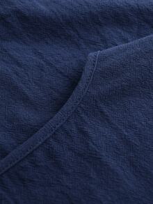 EMERY ROSE Plus Size Women's Autumn Casual V-Neck Long Sleeve Lace Trim Blouse Fall - Navy Blue - View 7