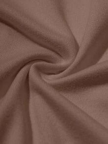 Zavorell Square Neck Ruched Side Crop Tee Fall Cloth For Women - Coffee Brown - View 5