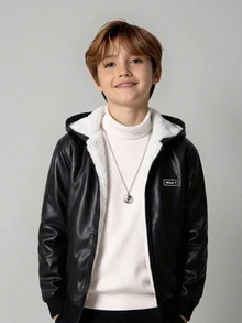 SHEIN Tween Boys Jackets - Black and White - View 1