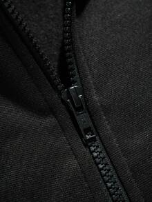 SHEIN 青少年男孩拼色極簡廓形連帽拉鍊運動衫，休閒學院風舒適時尚，簡約實用百搭，柔軟面料，適合日常穿著、上學、旅行、戶外運動，四季皆宜 - 彩色 - 查看 5