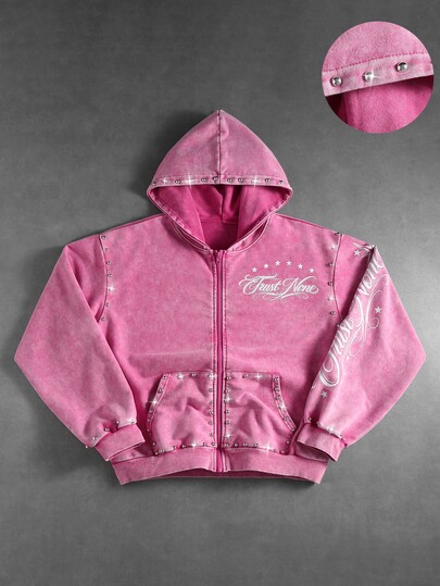 Street Life Men's Rivet & Graphic Letter Hoodie