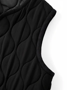 EMERY ROSE Plus Size Women's Autumn And Winter Thick Four Button Double Pocket Black Sleeveless Vest Jacket Down Jacket Daily Casual Commuting Shopping - Black - View 8