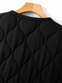 EMERY ROSE Plus Size Women's Autumn And Winter Thick Four Button Double Pocket Black Sleeveless Vest Jacket Down Jacket Daily Casual Commuting Shopping - Black - View 6
