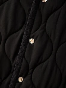 EMERY ROSE Plus Size Women's Autumn And Winter Thick Four Button Double Pocket Black Sleeveless Vest Jacket Down Jacket Daily Casual Commuting Shopping - Black - View 5