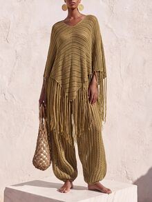 Zivah Top y Pantalones con Dobladillo de Flecos - Albaricoque - Ver 5