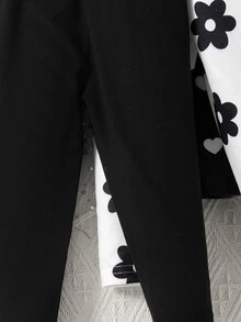 SHEIN Vintaside Kids 4件組女童柔軟可愛花朵、豹紋、愛心與純色棕色打底褲，百搭休閒波點夏季戶外玩耍長褲 - 彩色 - 查看 6