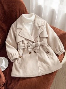 SHEIN Playful Pals Baby Girls Trench Coats - Apricot - View 1
