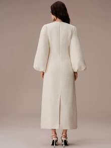 BELROSIE Elegant Fashionable French Style Rich Commute Chic Versatile Comfortable Women's Long Dress - White - View 2