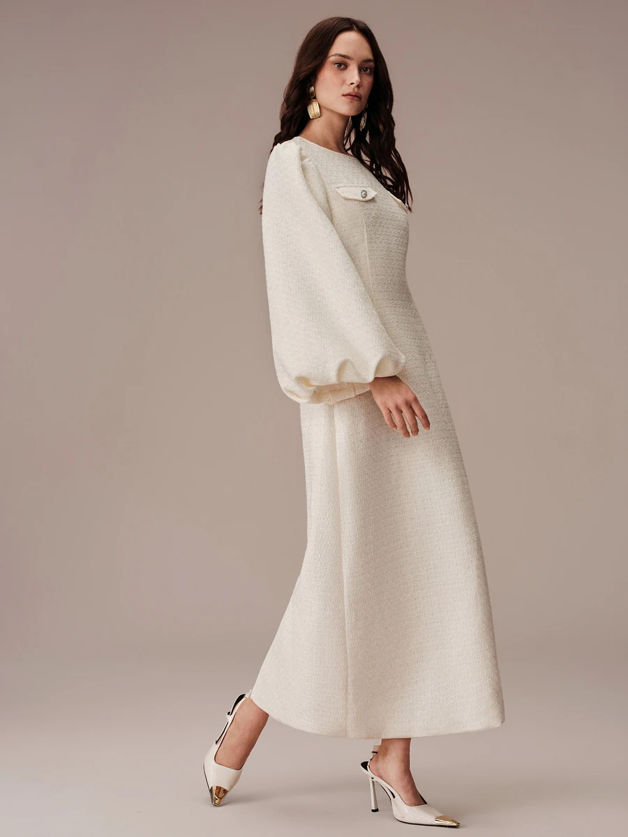 BELROSIE Elegant Fashionable French Style Rich Commute Chic Versatile Comfortable Women's Long Dress - White - View 1