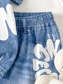 1 SET Boys Fashion Letter Print Casual Crew Neck Short Sleeve T-Shirt And Shorts, Simple, Versatile, Suitable For Daily Wear,School Clothes - Multicolor - View 5