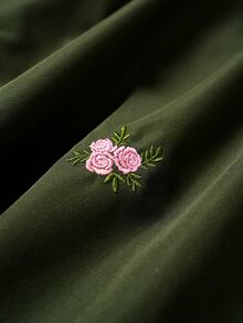 Fairmaia Women's New Embroidered Floral Color Block Patchwork Beer Festival Dress - Army Green - View 10