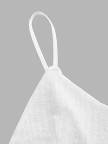 SHEIN ICON 蕾丝镶边荷叶边细肩带连衣裙 春假演唱会服装 - 白色 - 查看 7