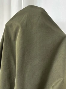 SHEIN CURVE+ 大尺碼女款春夏/秋冬純色翻領口袋優雅通勤西裝外套 - 軍綠色 - 查看 11