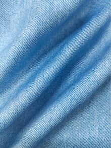 SHEIN Franclia SHEIN 時尚休閒通勤印花高腰不對稱裙，藍色女款裙褲，夏季下著，初秋熱褲 - 淺色水洗藍 - 查看 4