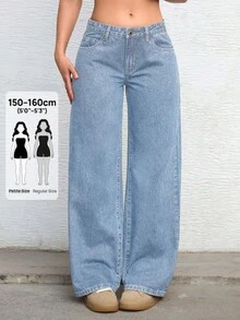Jeanoix Petite Women's Casual Washed Straight Leg Denim Jeans - Light Wash - View 1