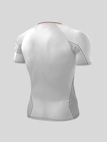 GymBeat Men's Striped Geometric Print Raglan Short Sleeve Sports T-Shirt - Multicolor - View 2