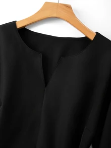 GlowEve CURVE Women's Plus Size Long Sleeve Contrast Cuff Top And Casual Wide Leg Pleated Pants Fall - Black and White - View 9