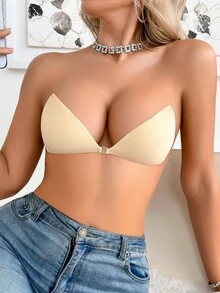 SHEIN Women's Invisible Self-Adhesive Nipple Covers, Suitable For Backless And Summer Outfits - Ginger - View 4
