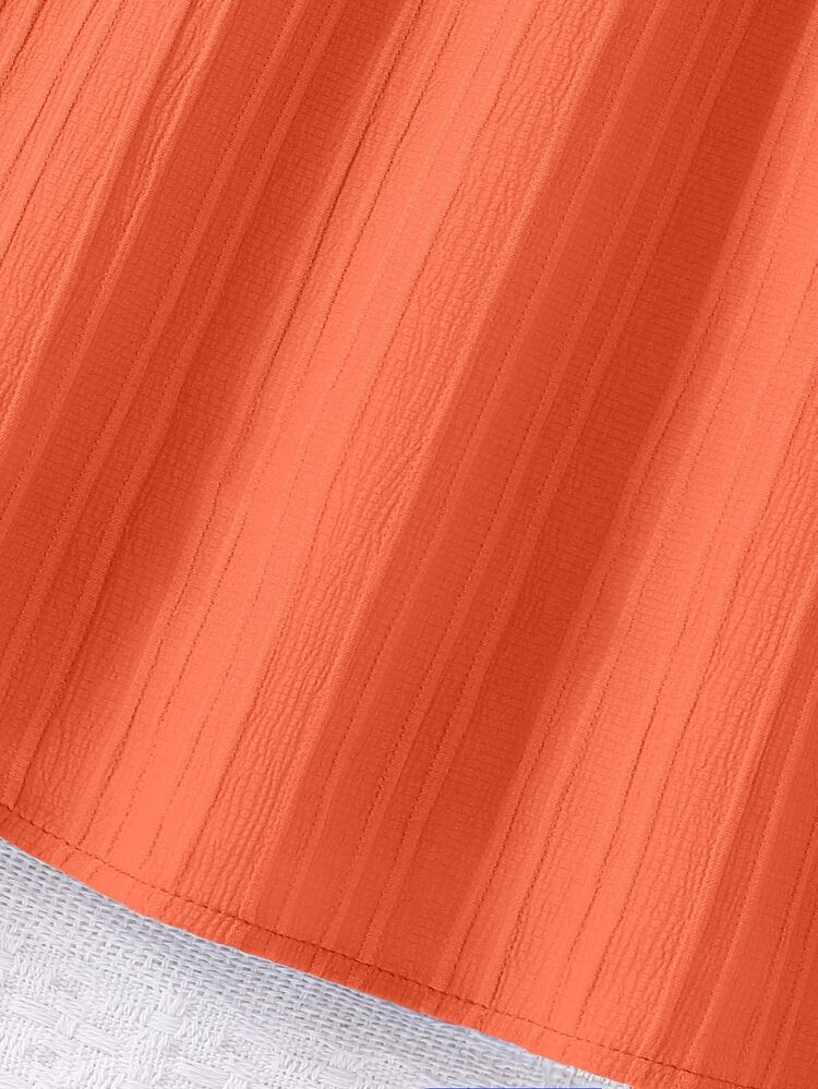 SHEIN Sparklyn Teen Girls Red Bubble Short Sleeve Mini Dress For Festivals, Summer, Outfits - Orange - View 6