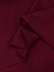 Linhara Plus Size Women Elegant Collar Contrast Color Pull-Cord Printed Blouse Fall - Burgundy - View 3